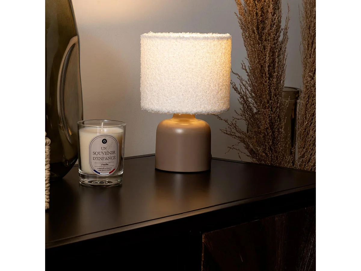 Lampe à Poser Bouclette "Bona" 22cm Marron