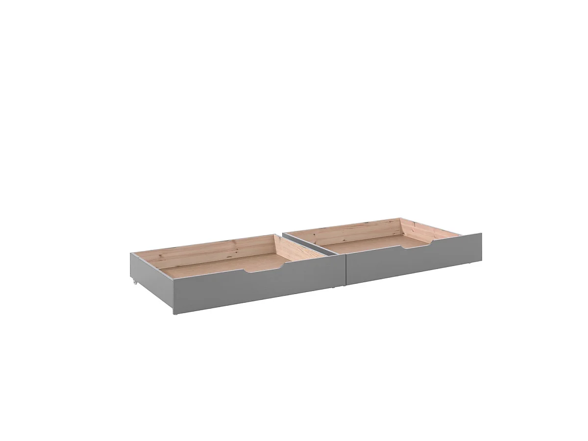 Pack - Lit Superposé Enfant & 2 Tiroirs "Pino III" Gris