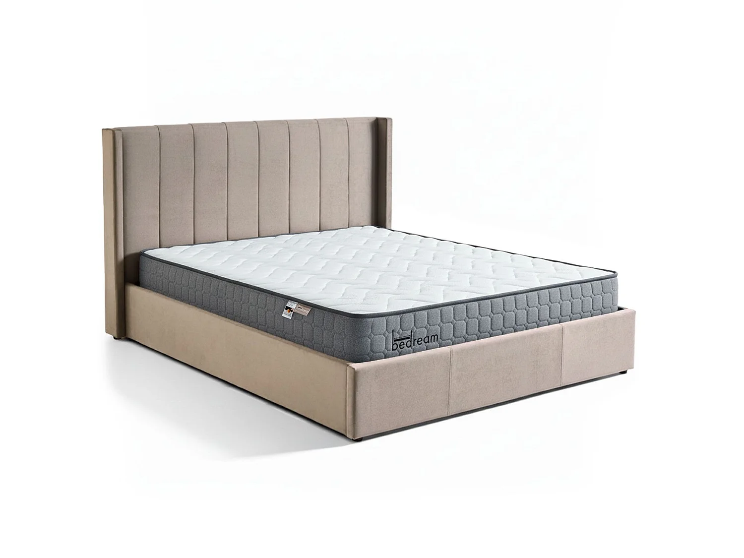 Pack Lit-coffre Magorial + Matelas Bedream 180x200cm Velours Taupe