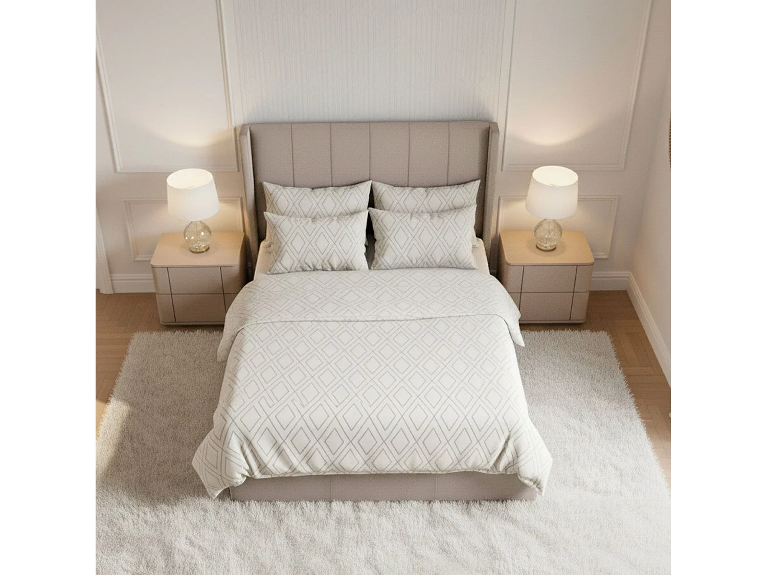Pack Lit-coffre Magorial + Matelas Bedream 140x190cm Velours Taupe