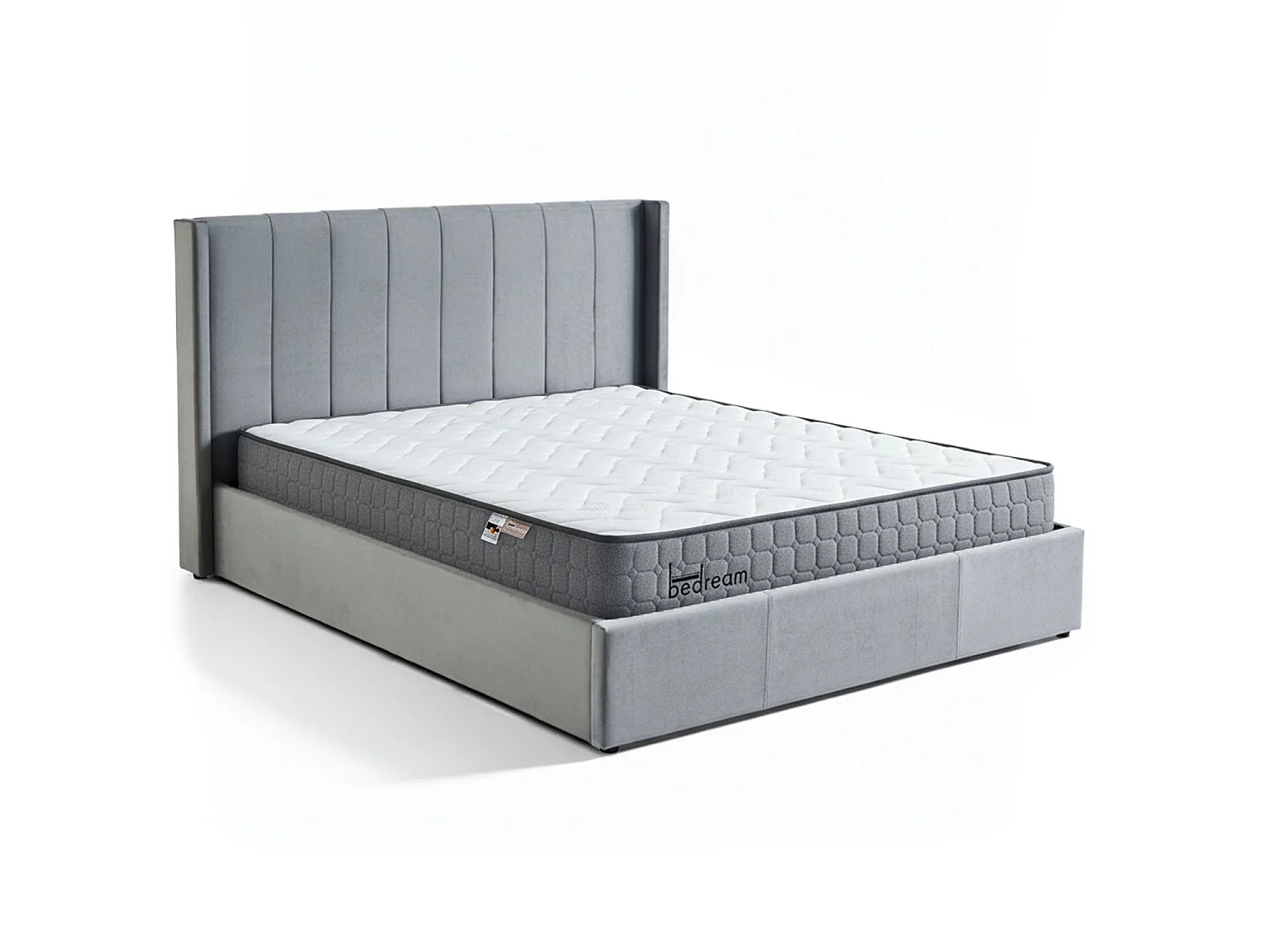 Pack Lit-coffre Magorial + Matelas Bedream 180x200cm Velours Gris