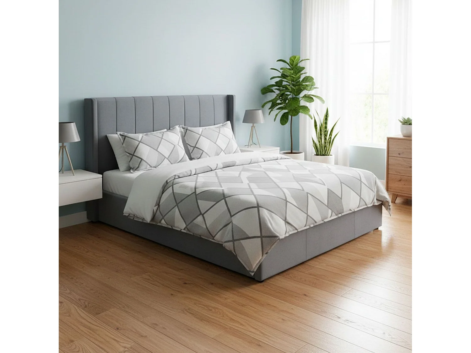 Pack Lit-coffre Magorial + Matelas Bedream 180x200cm Velours Gris