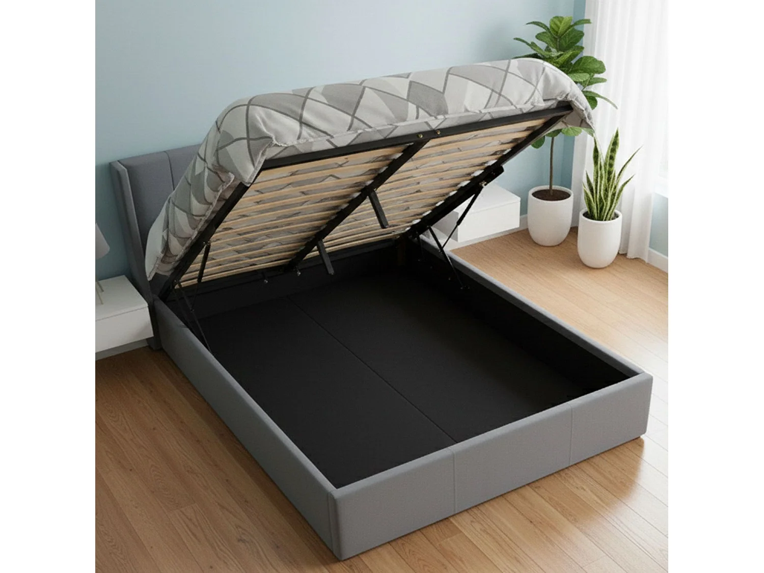 Pack Lit-coffre Magorial + Matelas Bedream 180x200cm Velours Gris