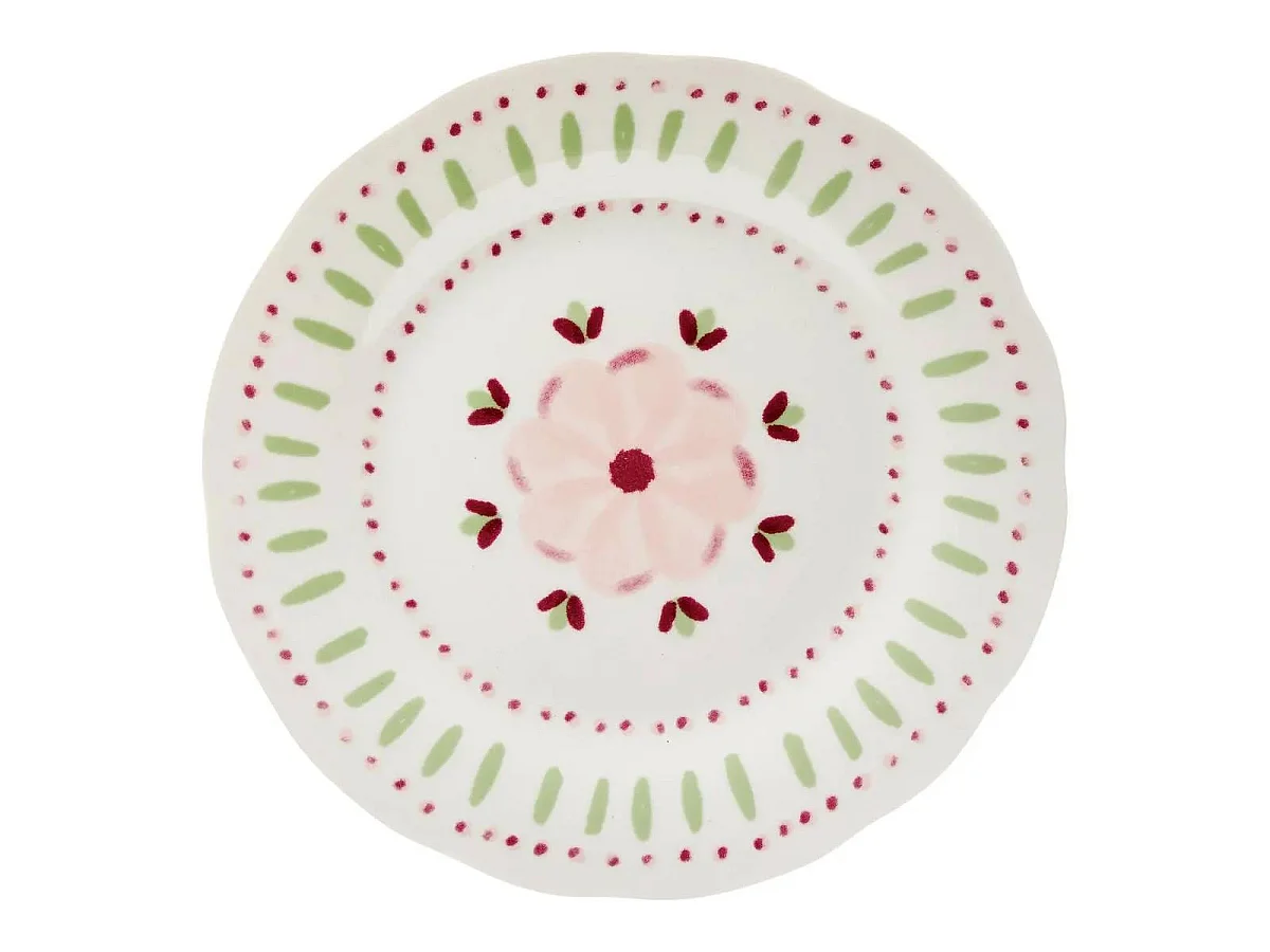 Lot de 6 Assiettes à Dessert "Fleur de Rose" 19cm Multicolore