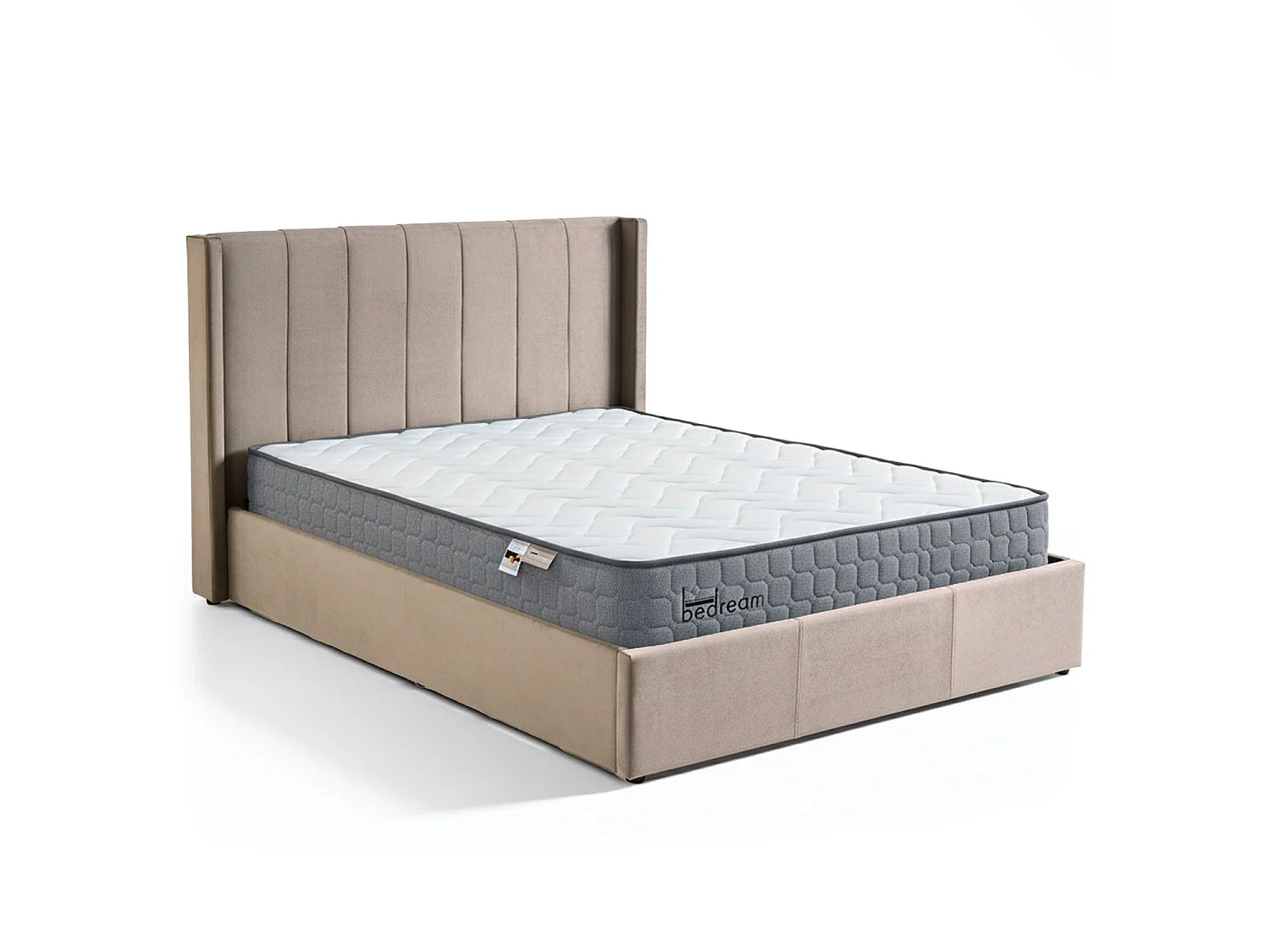 Pack Lit-coffre Magorial + Matelas Bedream 160x200cm Velours Taupe