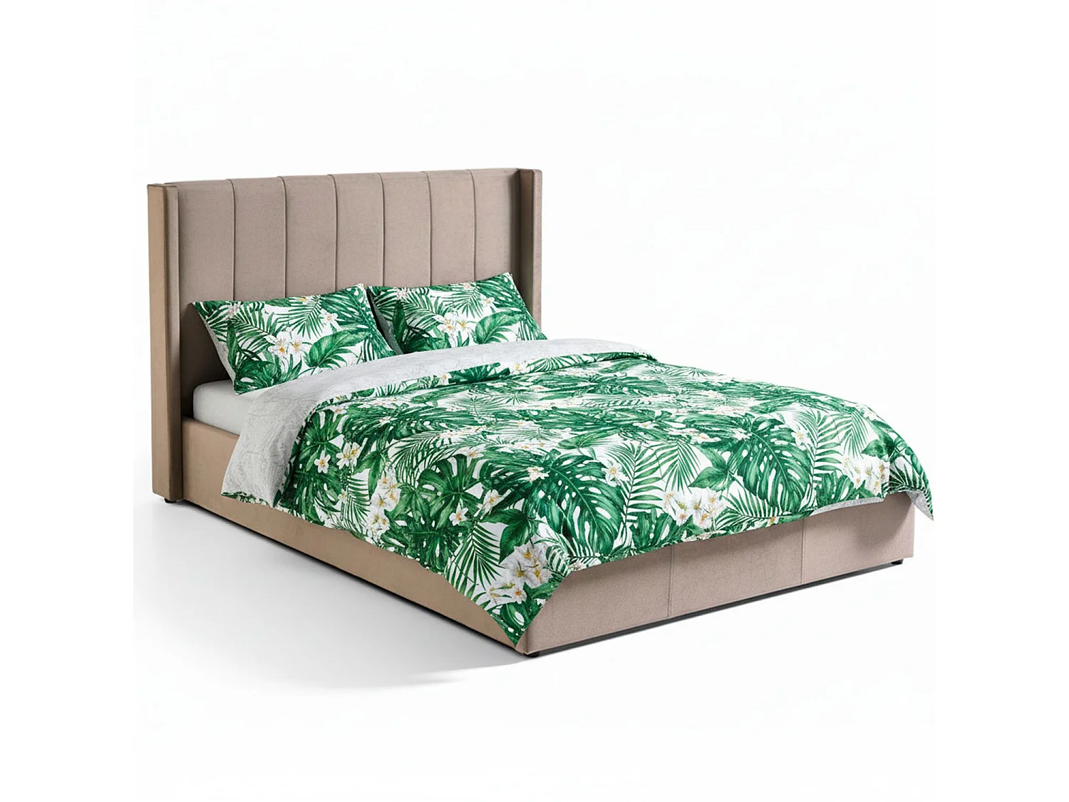 Pack Lit-coffre Magorial + Matelas Bedream 160x200cm Velours Taupe