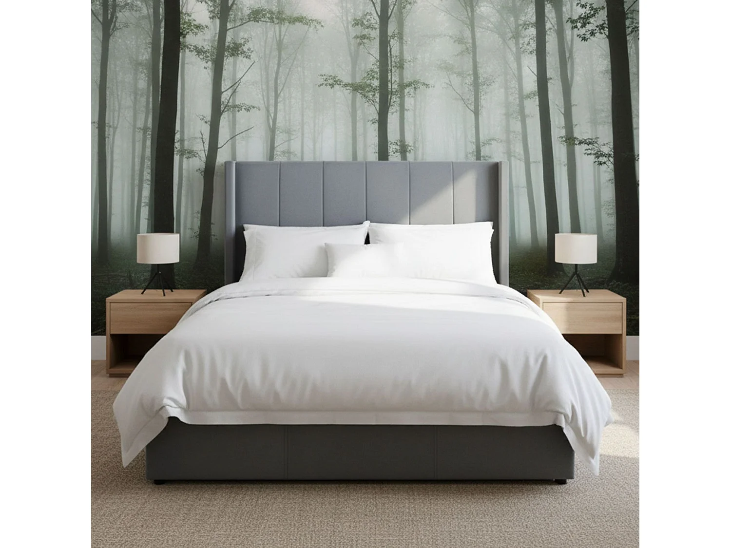 Pack Lit-coffre Magorial + Matelas Bedream 140x190cm Velours Gris