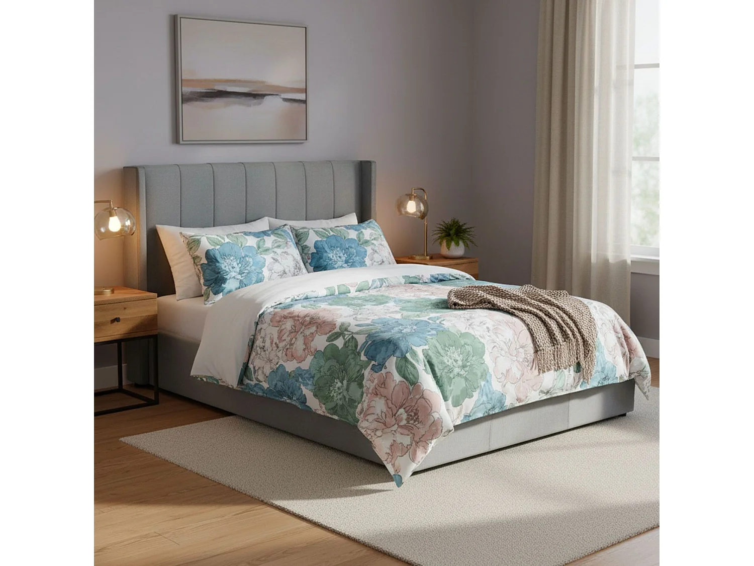 Pack Lit-coffre Magorial + Matelas Bedream 160x200cm Velours Gris