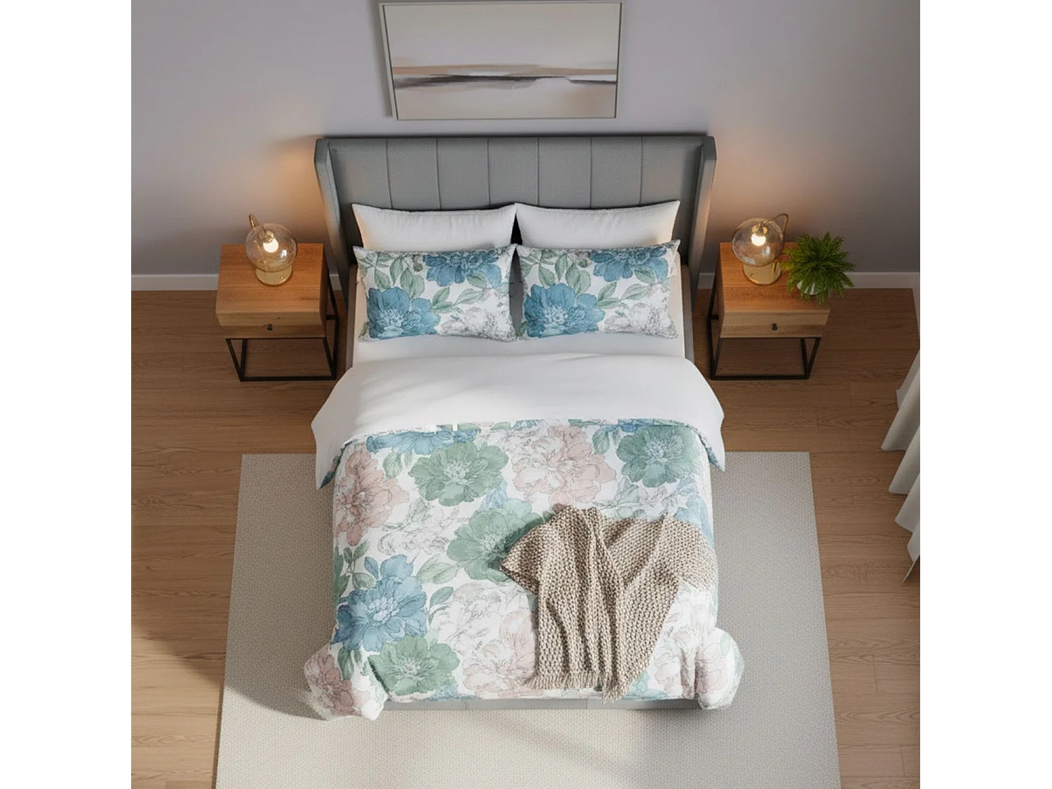 Pack Lit-coffre Magorial + Matelas Bedream 160x200cm Velours Gris