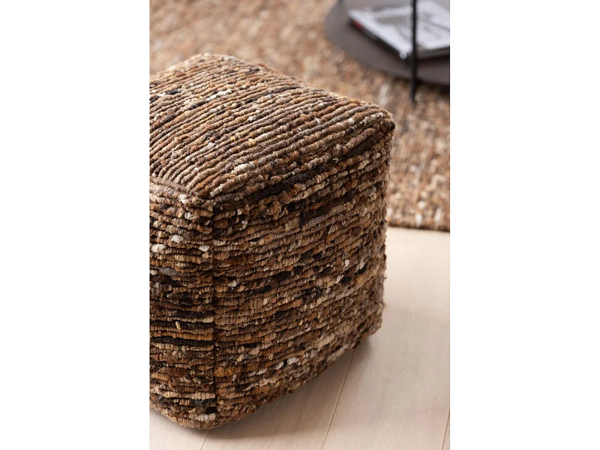 Pouf Tissé en Laine "Wild" 45cm Marron