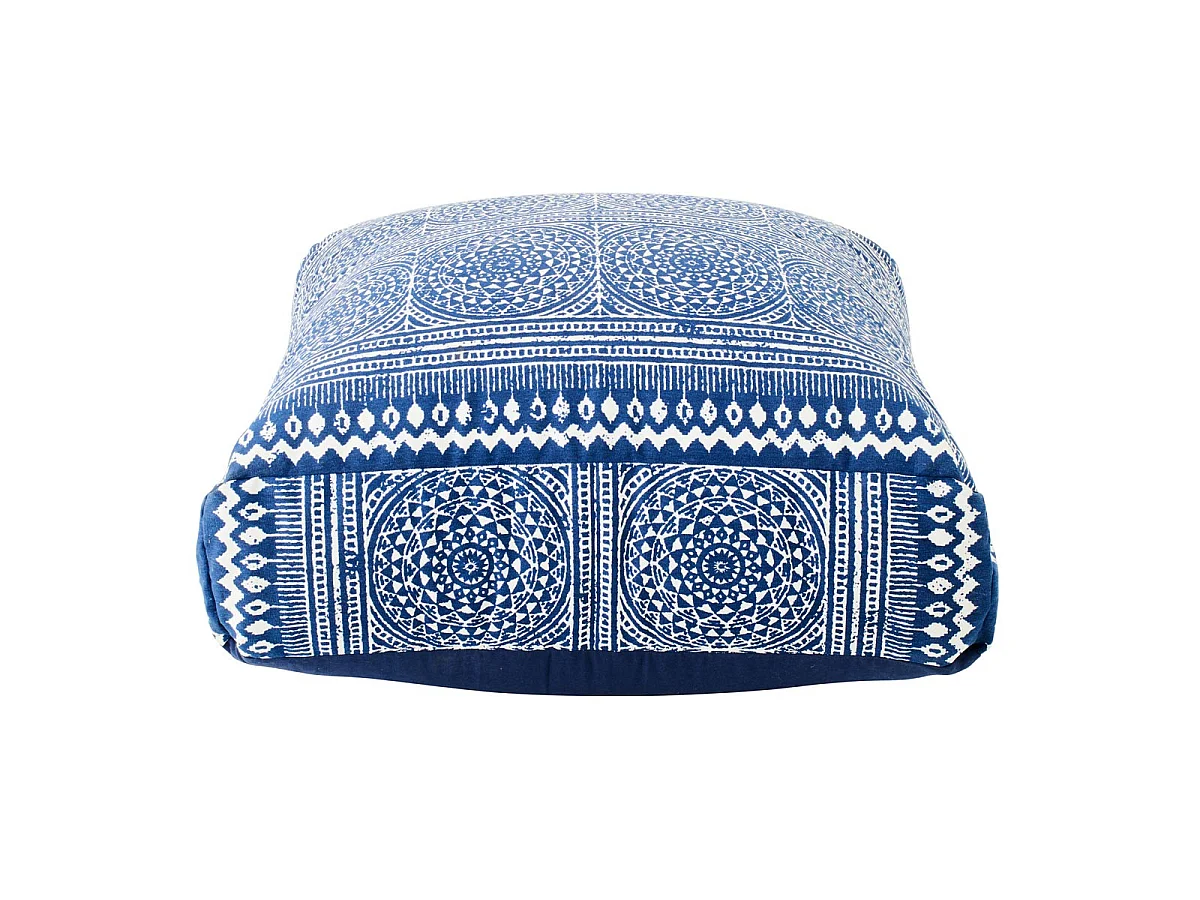 Pouf en Coton "Mosaïque" 80cm Bleu