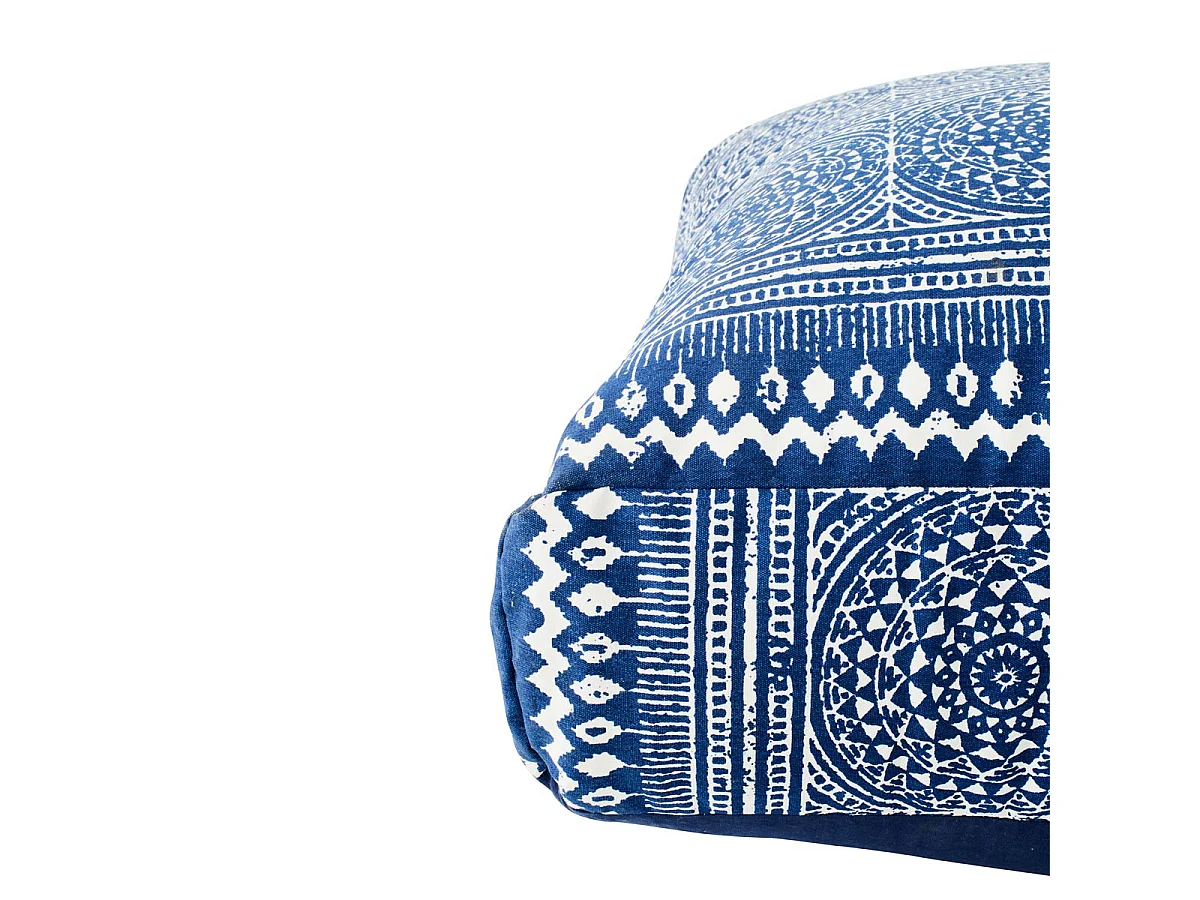 Pouf en Coton "Mosaïque" 80cm Bleu