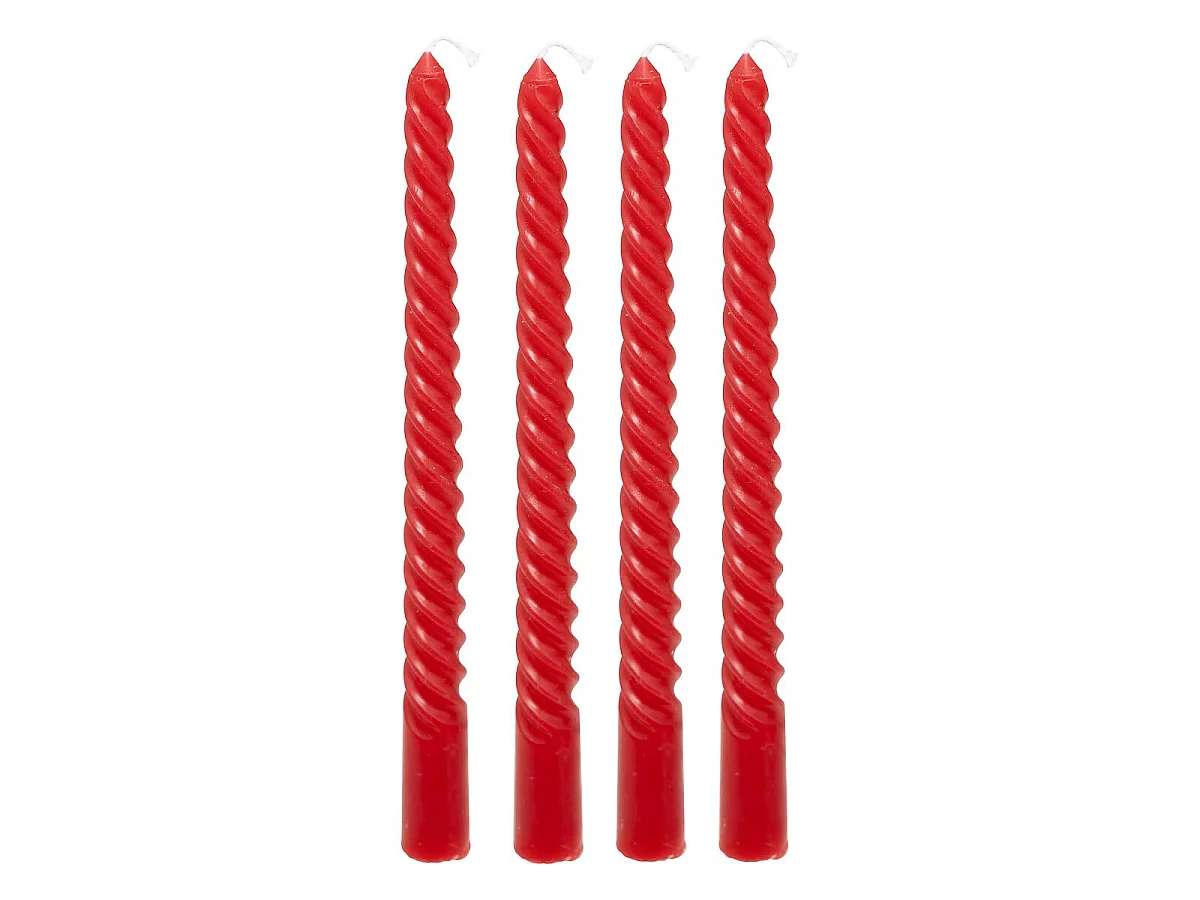 Lot de 4 Bougies Bâton "Hugo" 180g Rouge