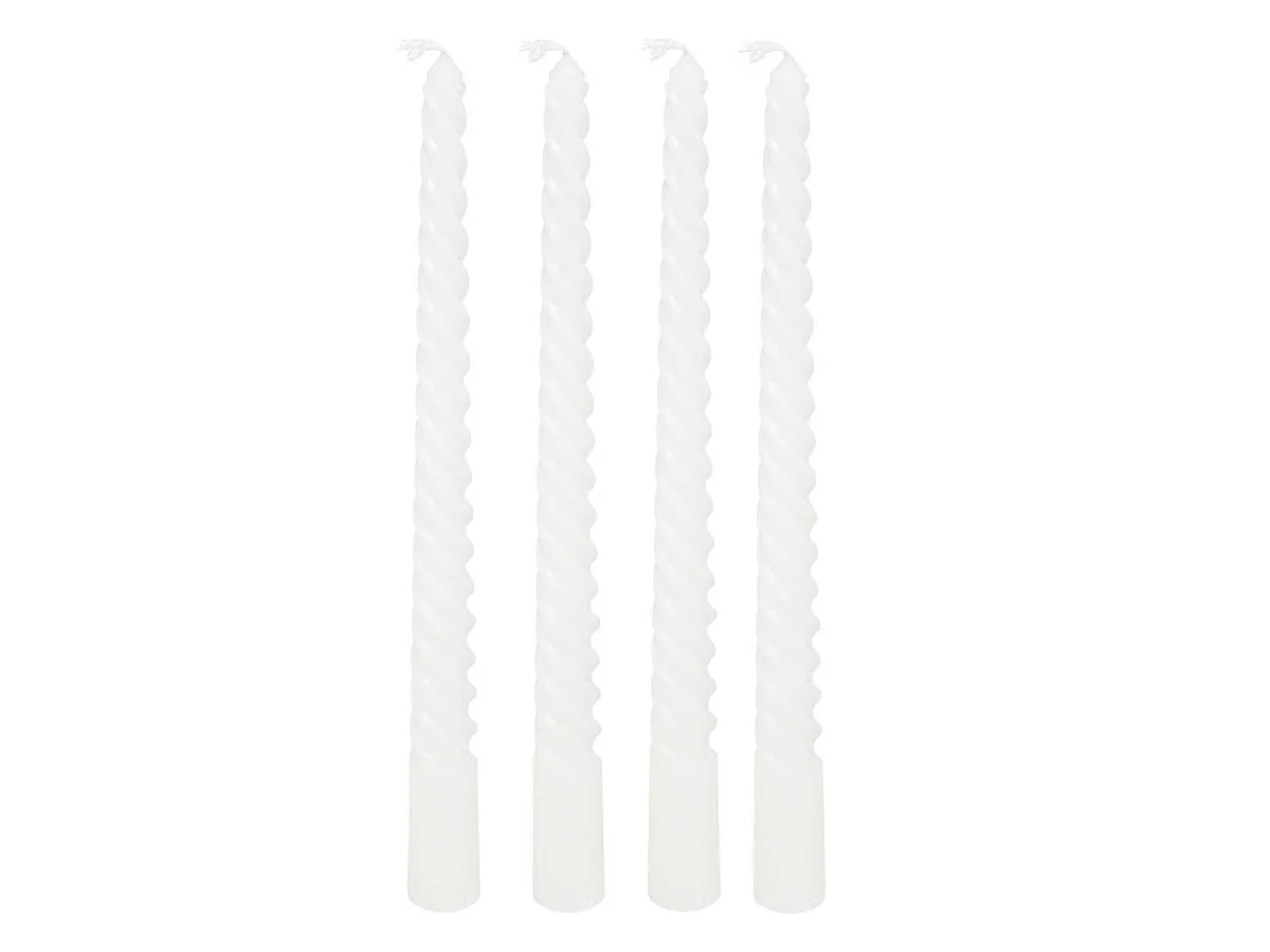 Lot de 4 Bougies Bâton "Hugo" 180g Blanc