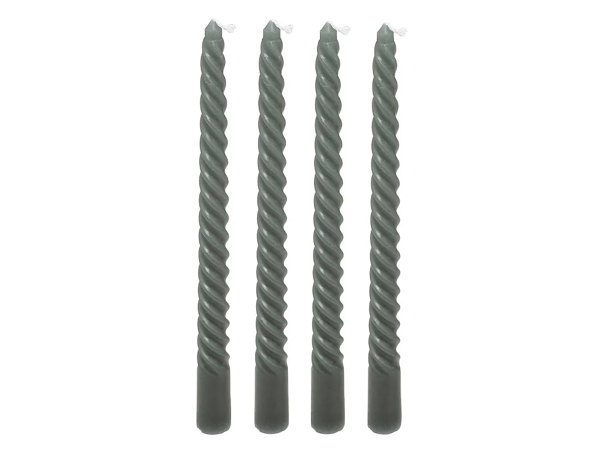 Lot de 4 Bougies Bâton "Hugo" 180g Vert Kaki