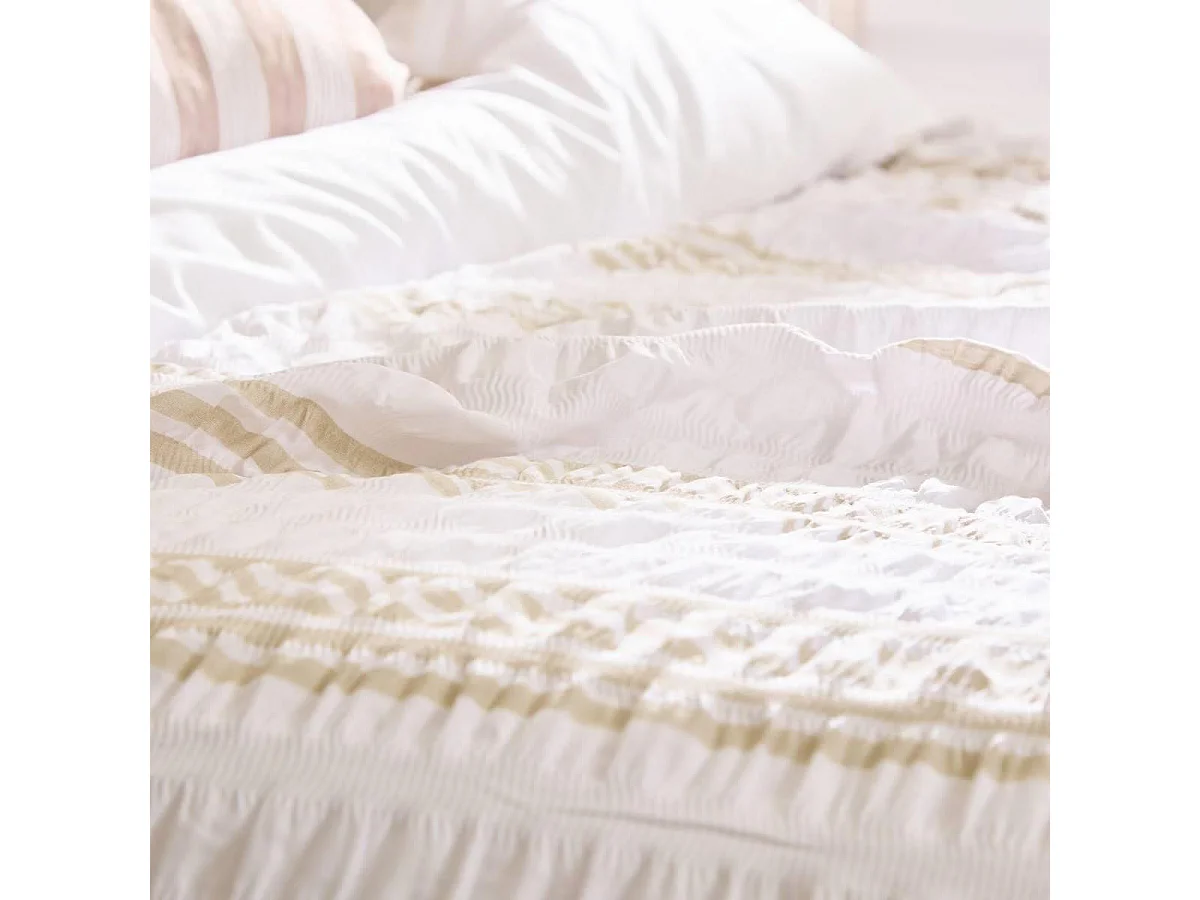 Parure de Lit 3 Pièces "Stripes" 240x220cm Blanc