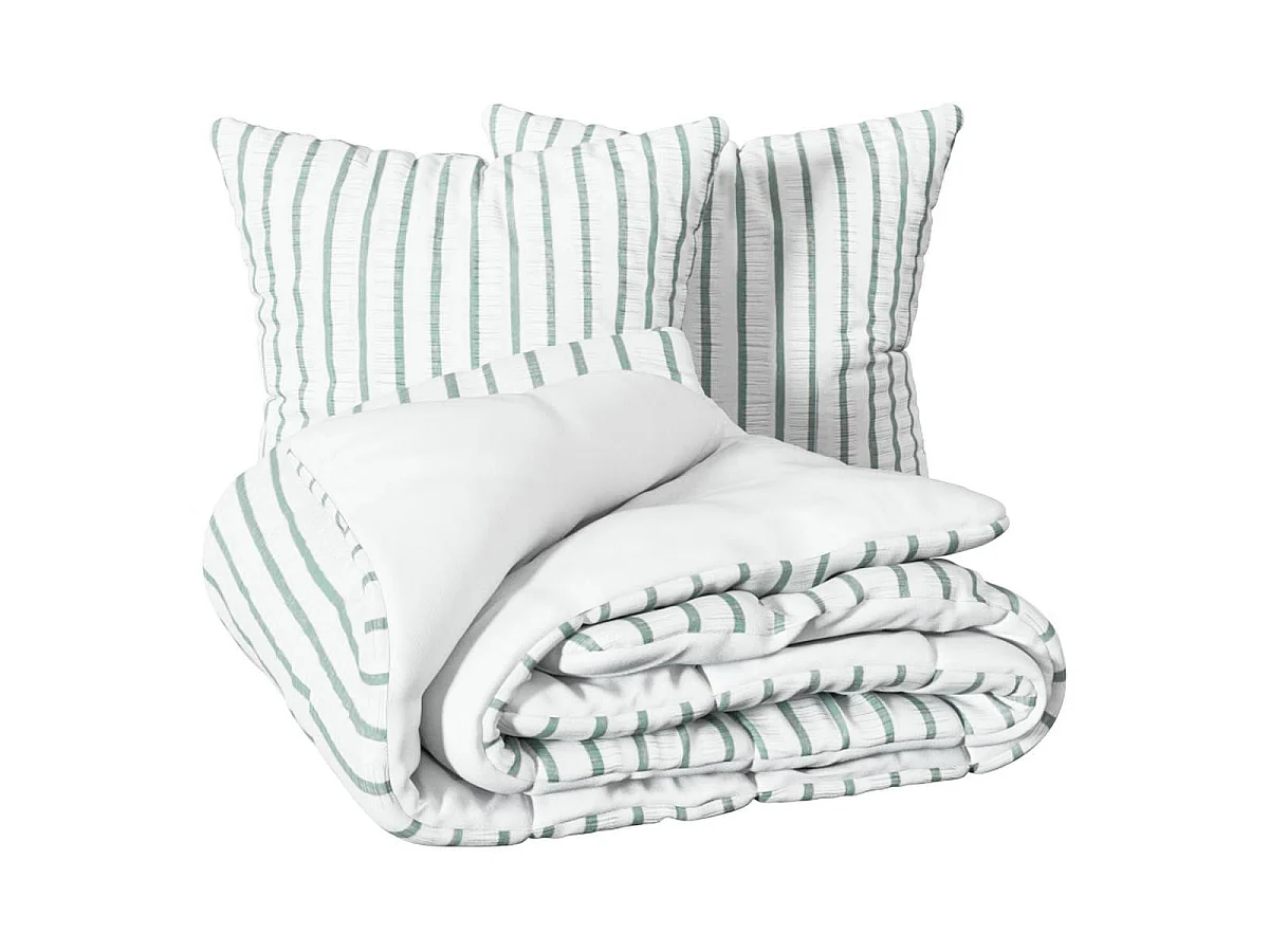 Parure de Lit 3 Pièces "Stripes" 240x220cm Vert Céladon