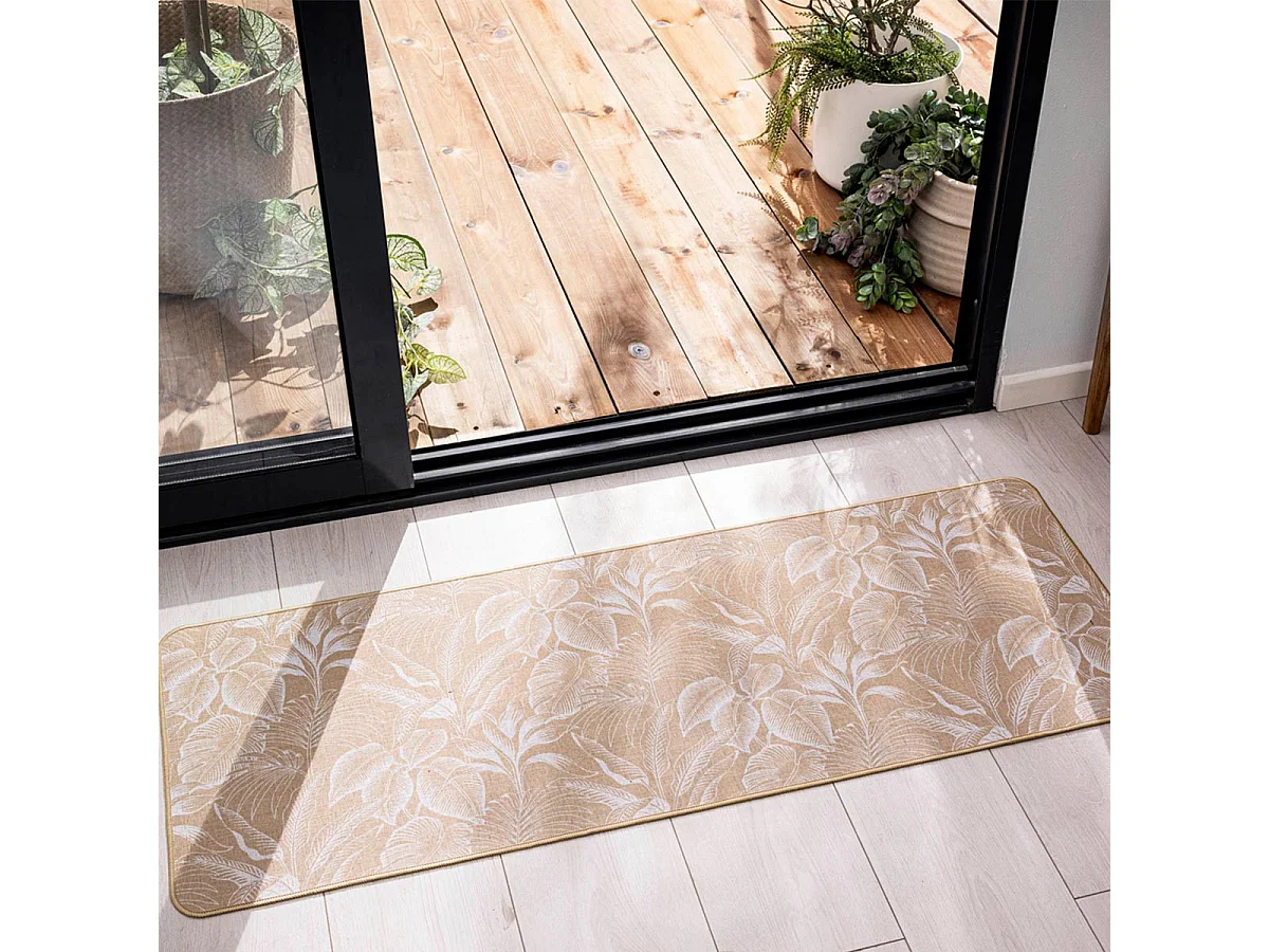 Tapis Déco Imprimé "Stylis" 45x120cm Naturel & Blanc