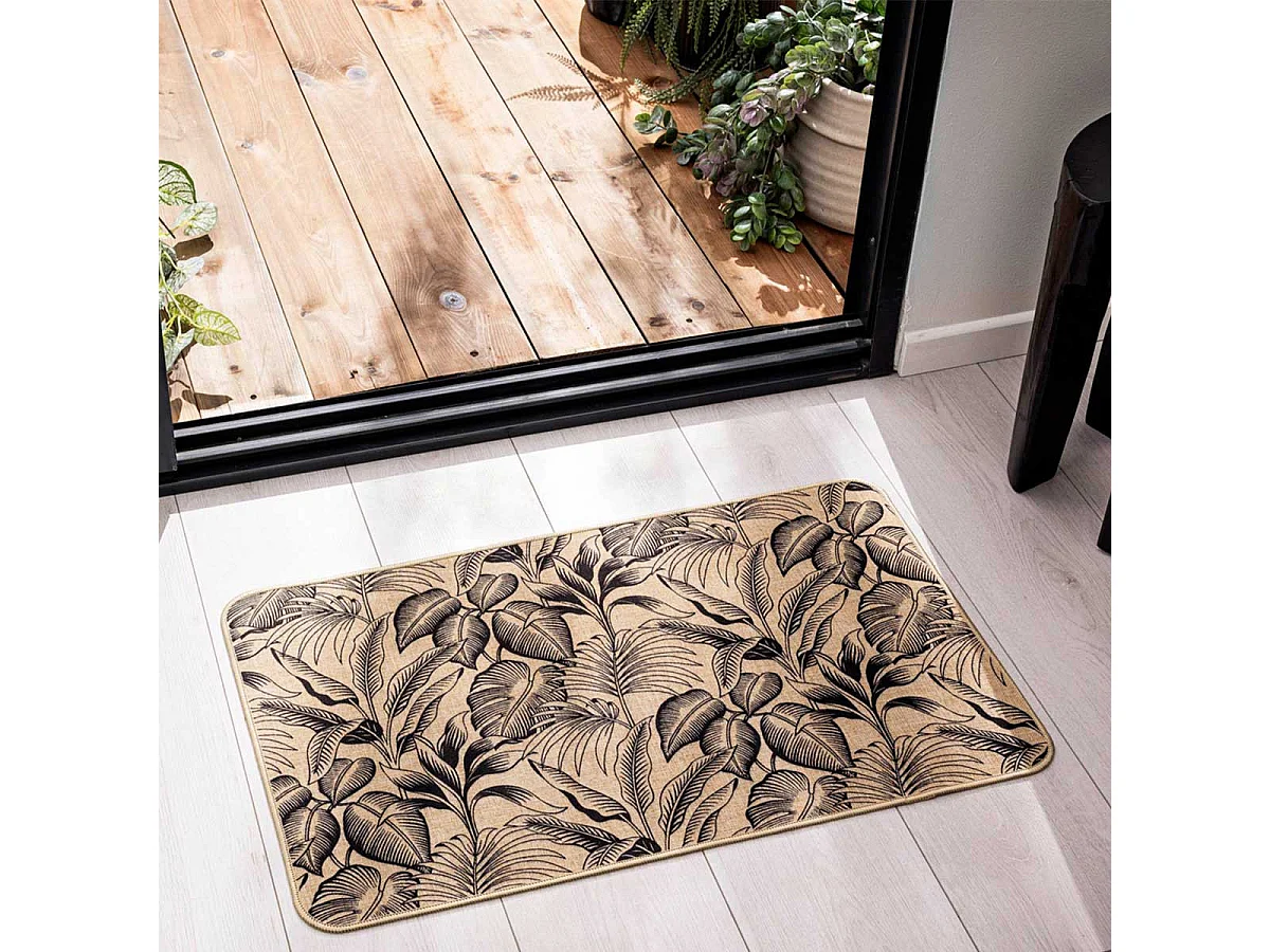 Tapis Déco Imprimé "Stylis" 45x75cm Naturel & Noir