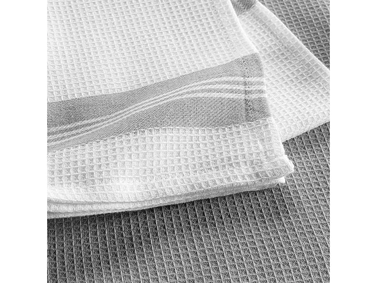 Lot de 2 Torchons en Coton "Déjeuner" 50x70cm Gris