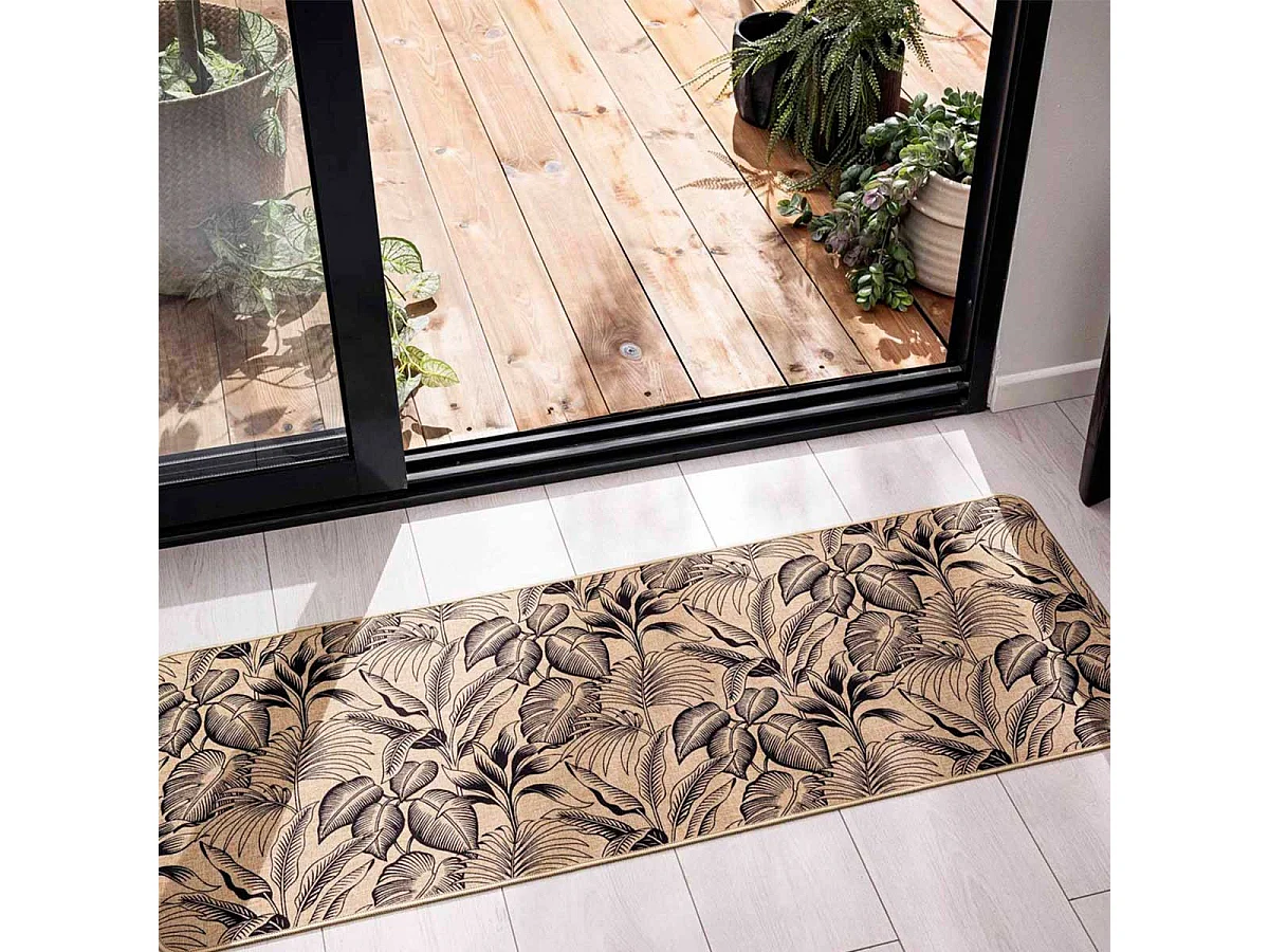Tapis Déco Imprimé "Stylis" 45x120cm Naturel & Noir