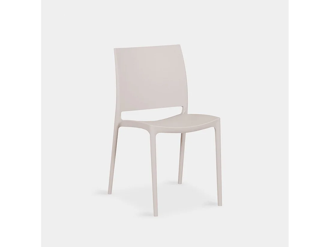 Chaise de cuisine en plastique beige 44x81 cm-Keir