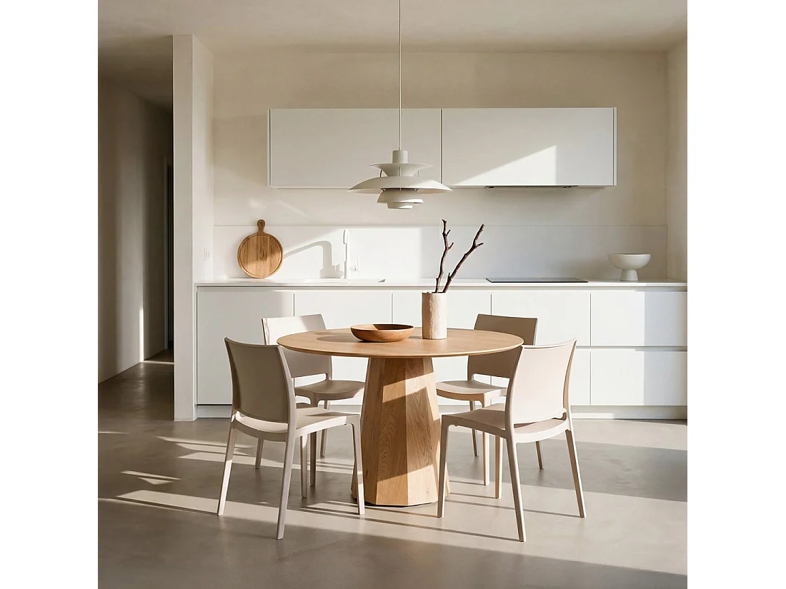 Chaise de cuisine en plastique beige 44x81 cm-Keir