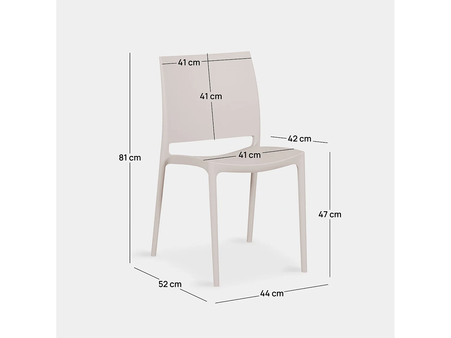 Chaise de cuisine en plastique beige 44x81 cm-Keir