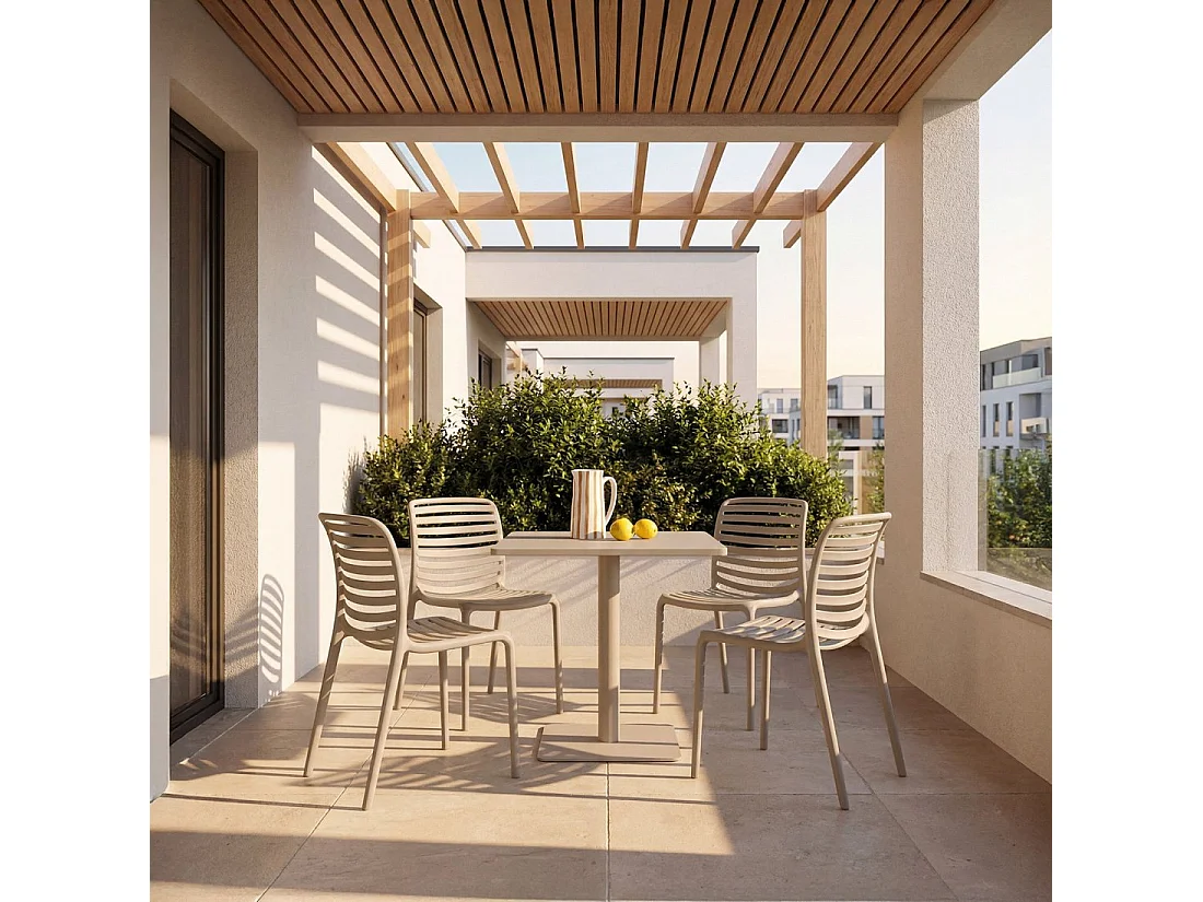 Chaise de jardin en plastique beige 45x81 cm-Eros