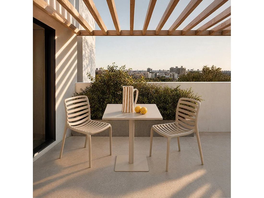 Chaise de jardin en plastique beige 45x81 cm-Eros