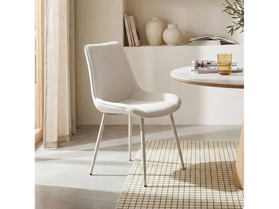 Chaise de salle à manger en tissu beige 50x86 cm-Niro