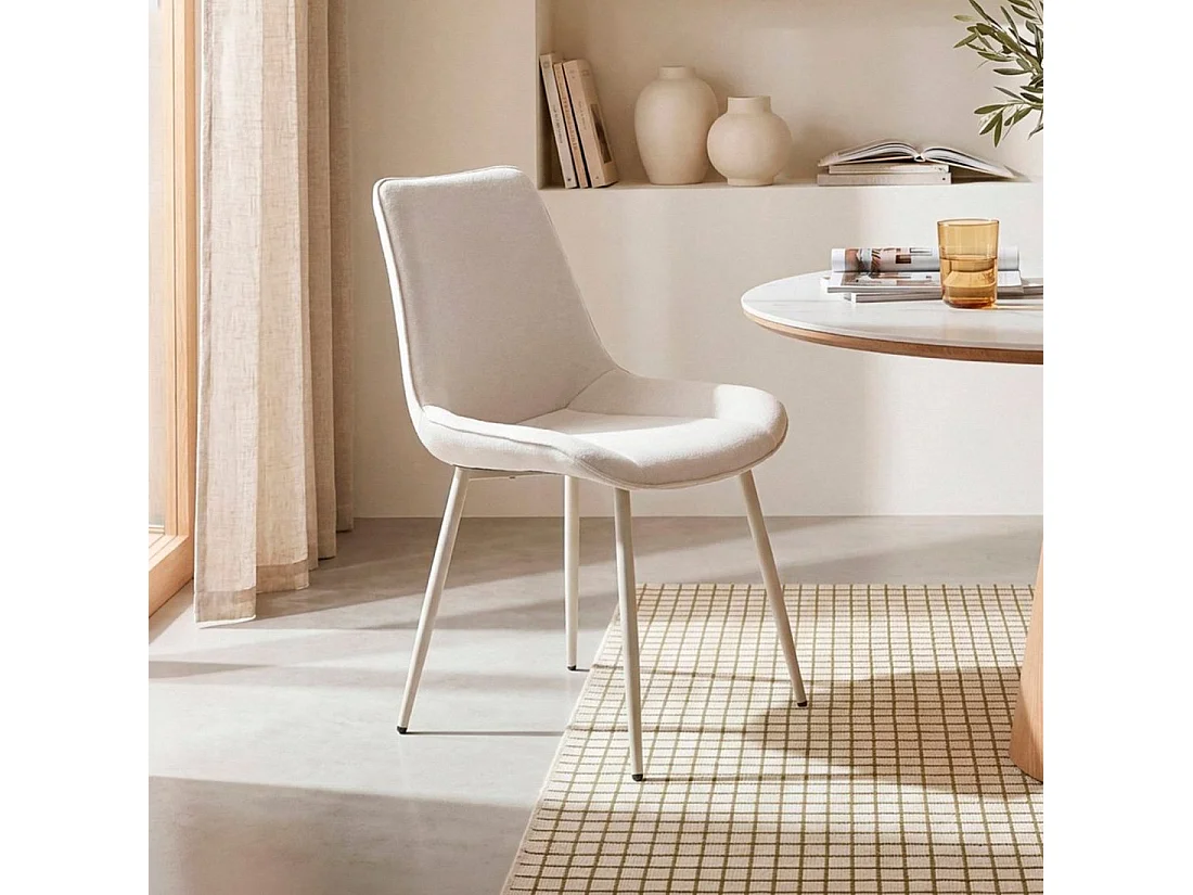 Chaise de salle à manger en tissu beige 50x86 cm-Niro