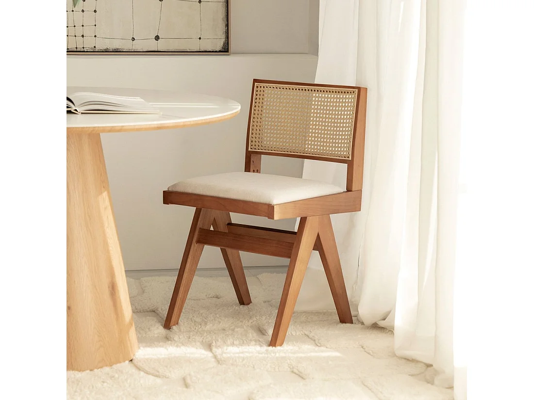 Silla de comedor de Madera Beige-Nogal 82 x 45- Nelha
