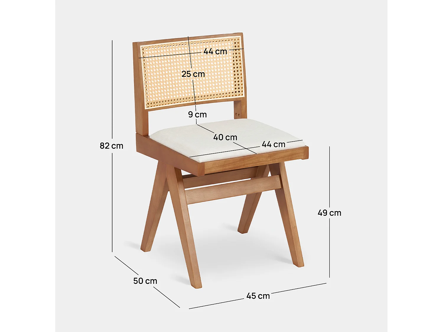 Silla de comedor de Madera Beige-Nogal 82 x 45- Nelha