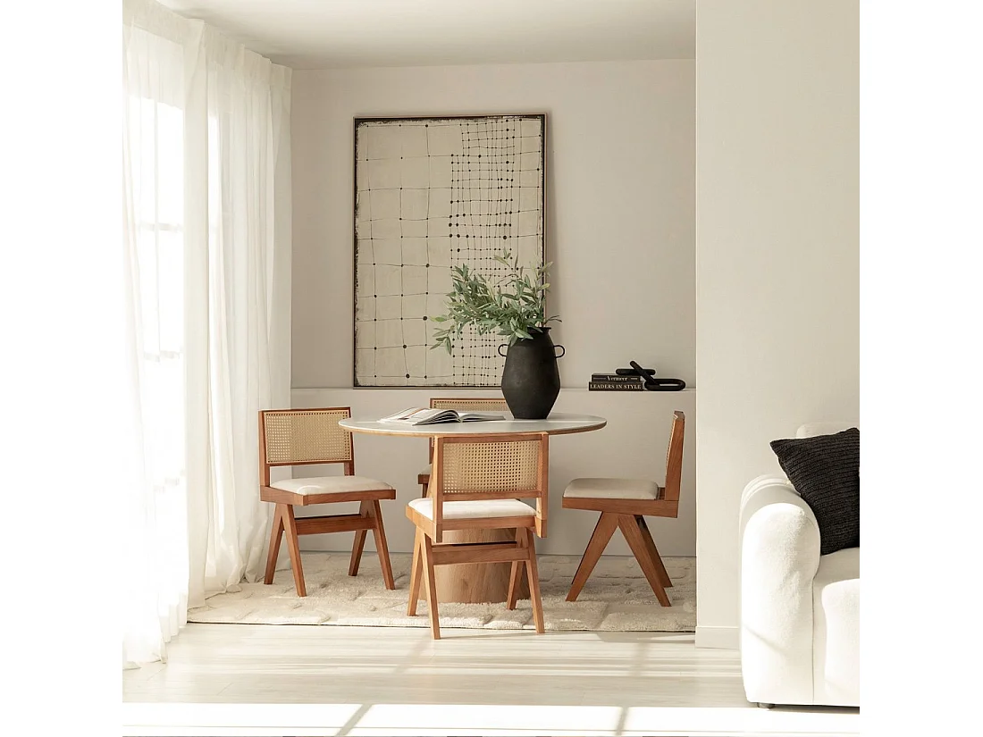 Silla de comedor de Madera Beige-Nogal 82 x 45- Nelha