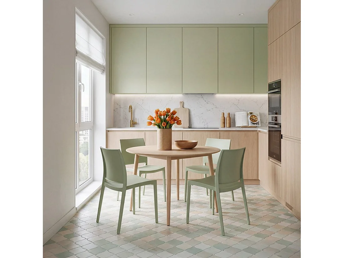Chaise de cuisine en plastique vert 44x81 cm-Keir