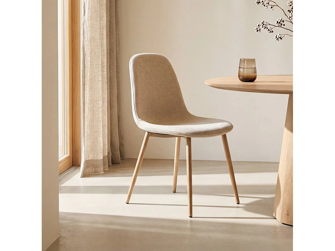 Chaise de salle à manger en tissu beige 43x87 cm-Ellis