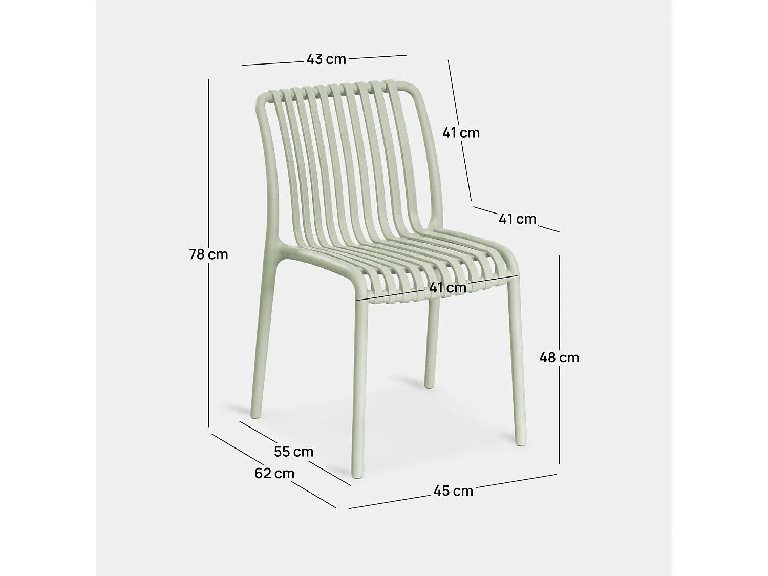 Chaise de jardin en plastique vert 45x78 cm-Ollie