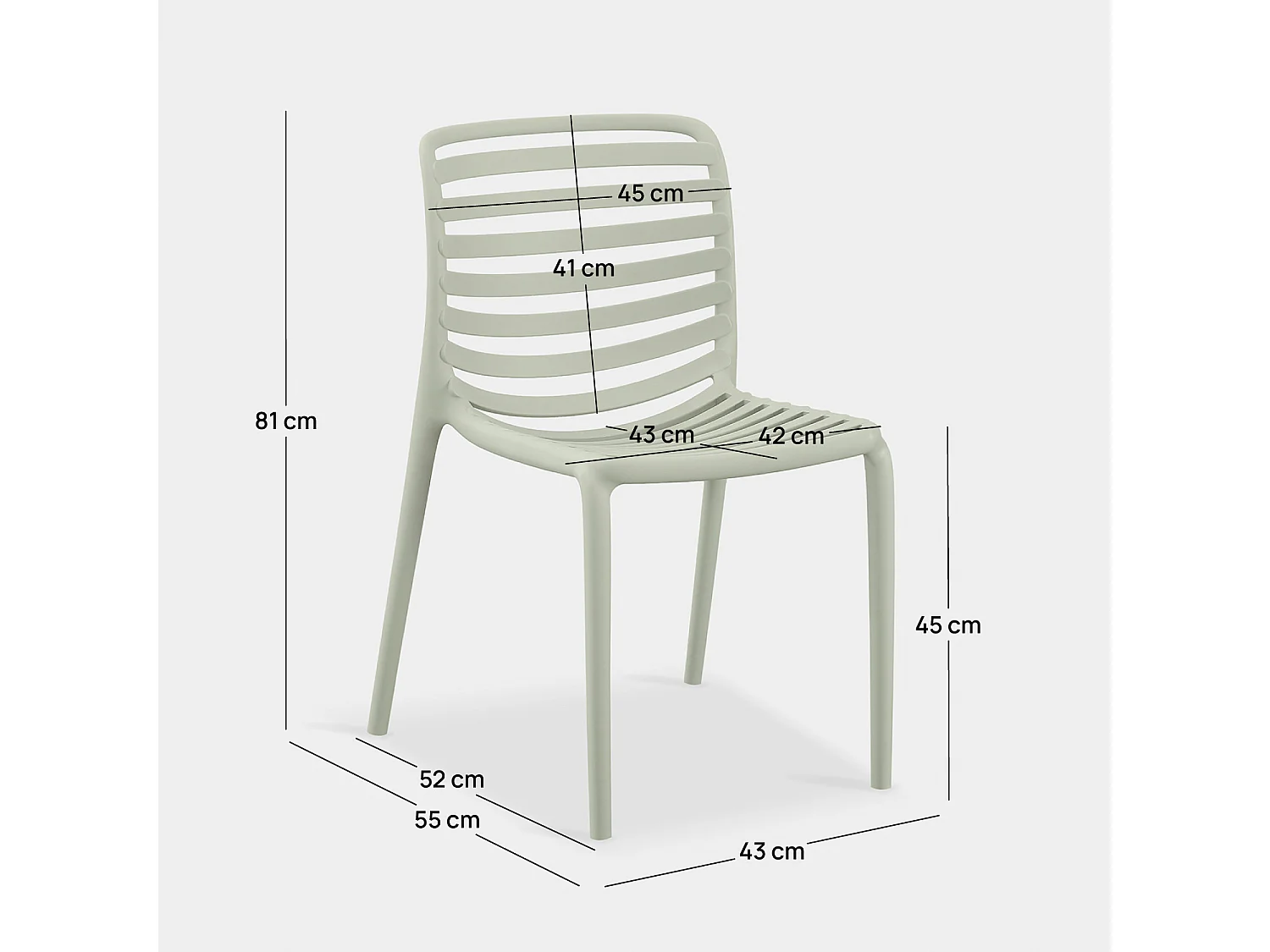 Chaise de cuisine en plastique vert 45x81 cm-Eros