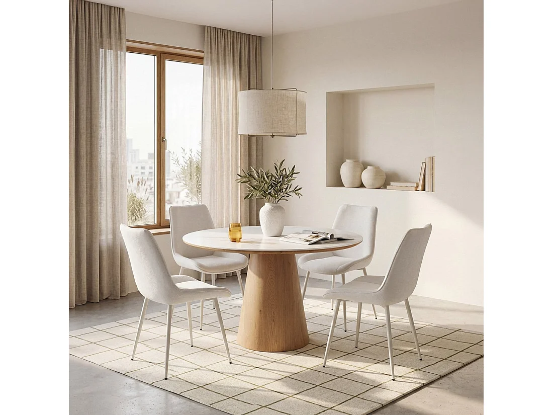 Chaise de salle à manger en tissu beige 50x86 cm-Niro