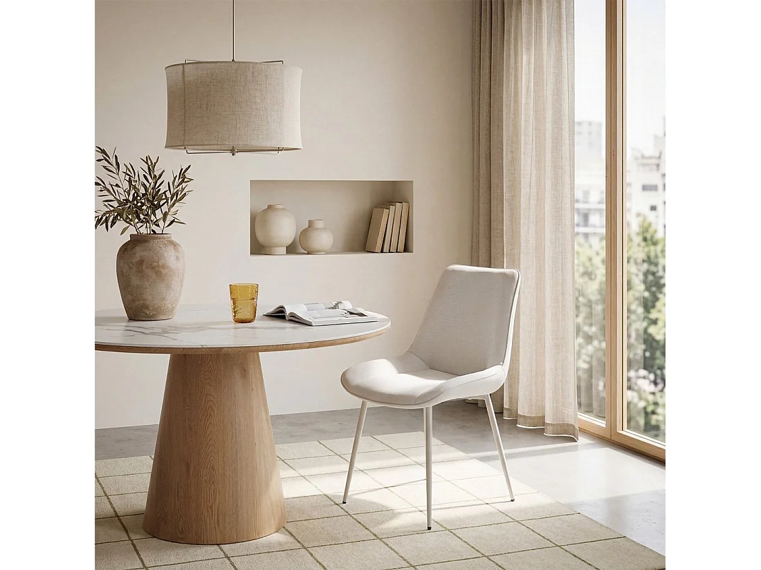 Chaise de salle à manger en tissu beige 50x86 cm-Niro
