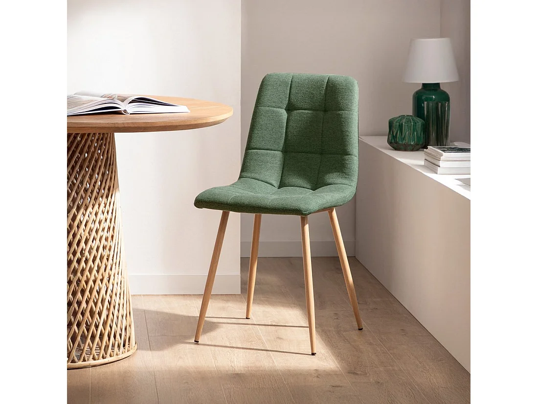 Chaise de salle à manger en tissu vert foncé 43x88 cm-Ailan