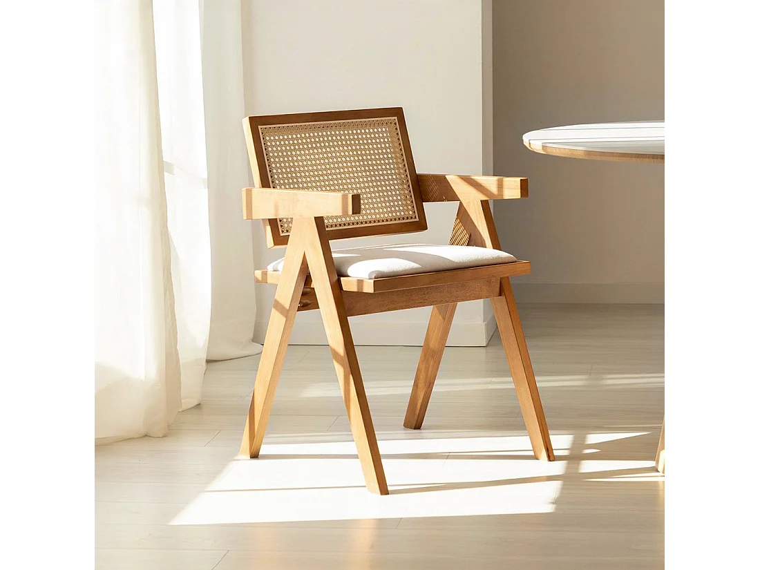 Chaise de salle à manger en bois beige-noyer 61x79 cm-Nelha