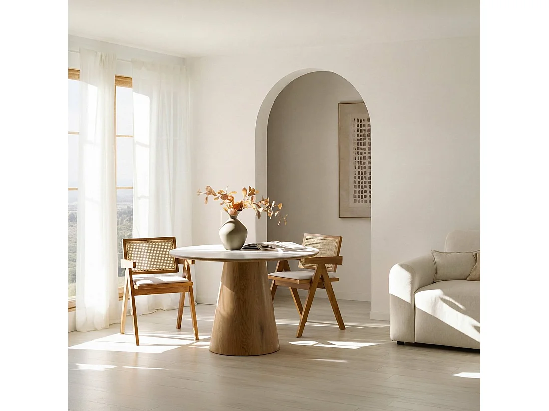 Chaise de salle à manger en bois beige-noyer 61x79 cm-Nelha