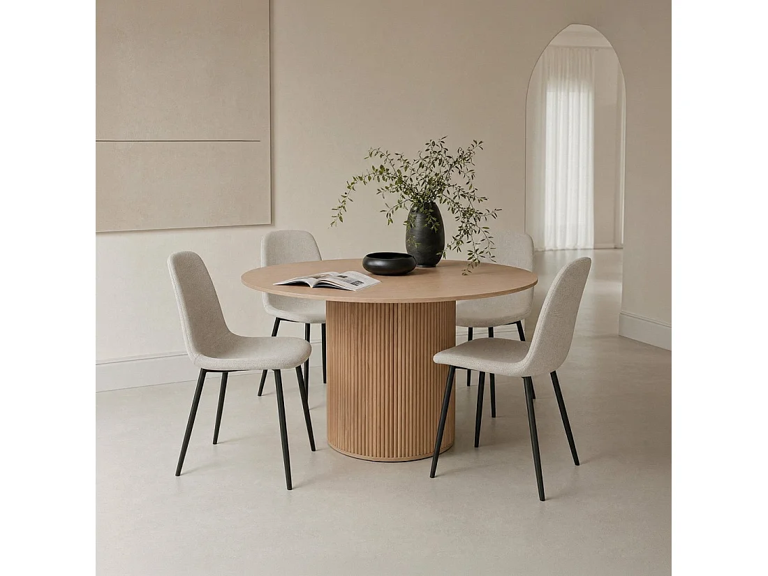 Chaise de salle à manger en tissu beige 43x87 cm-Ellis