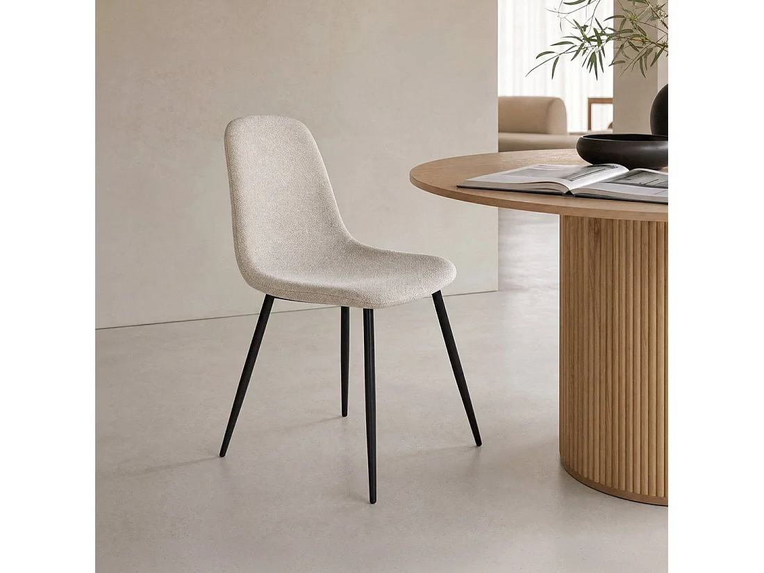 Chaise de salle à manger en tissu beige 43x87 cm-Ellis