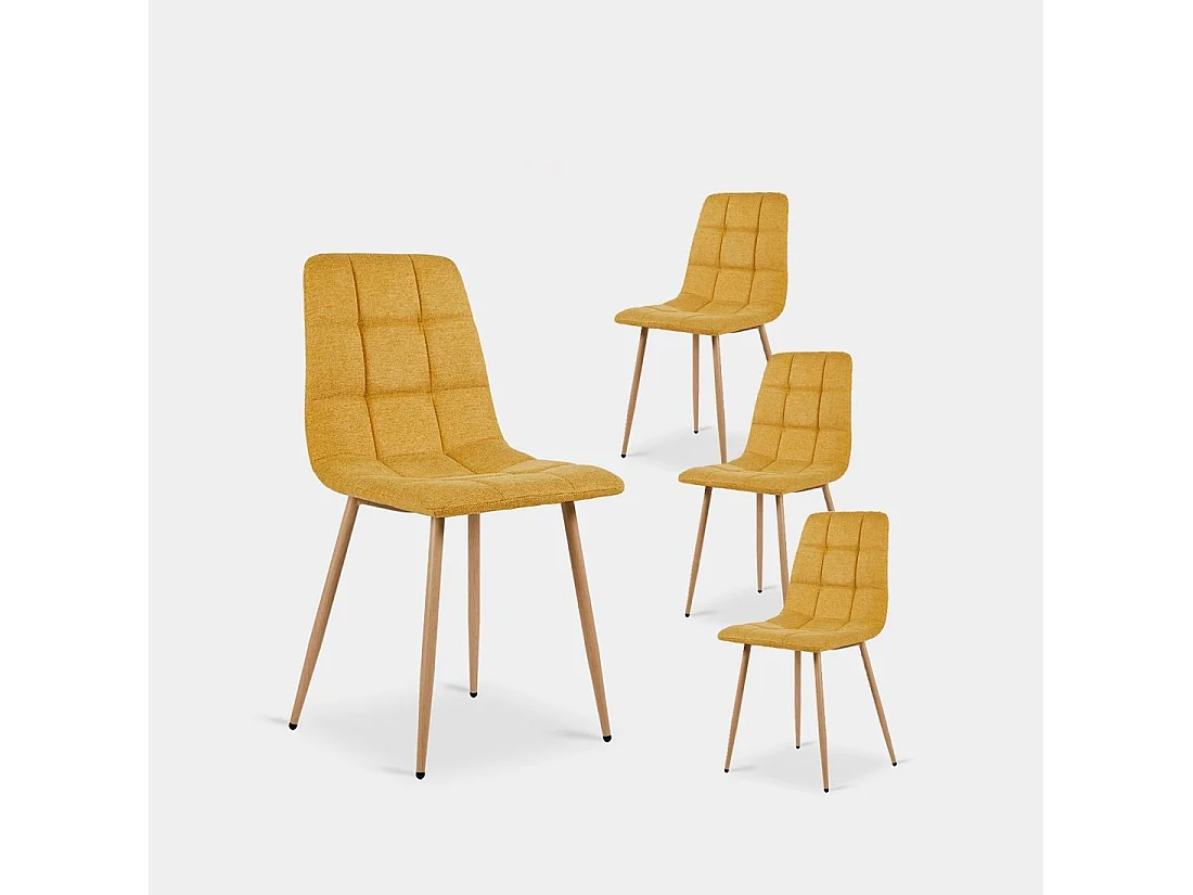 Chaise de salle à manger en tissu moutarde 43x88 cm-Ailan