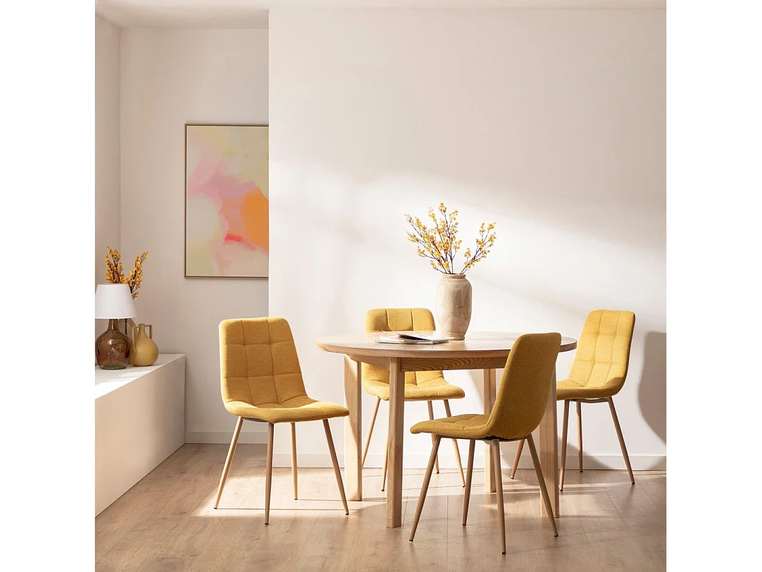Chaise de salle à manger en tissu moutarde 43x88 cm-Ailan