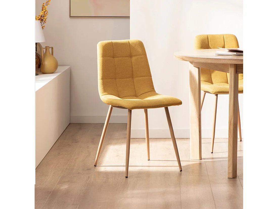 Chaise de salle à manger en tissu moutarde 43x88 cm-Ailan