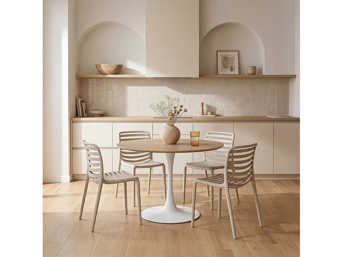 Chaise de cuisine en plastique beige 45x81 cm-Eros